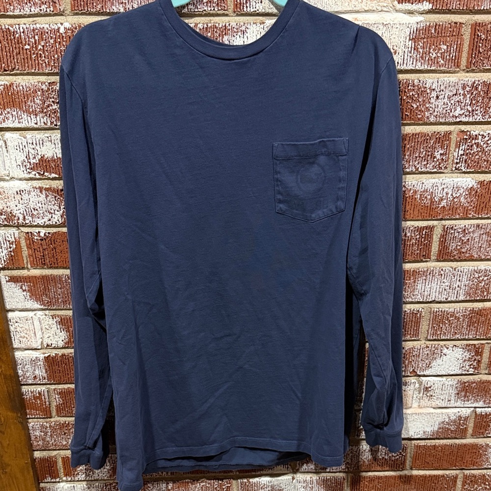 Vineyard Vines Logo Pocket Long Sleeve Tee Men's Deep Blue Size Large